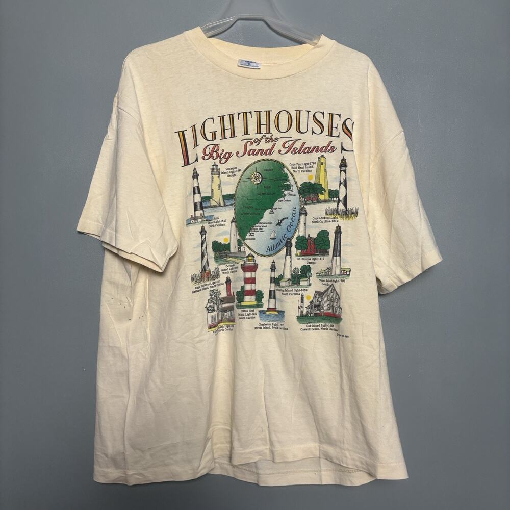 Vintage 1996 Big Sand Islands Lighthouses XL Shirt East Coast Single Stitch